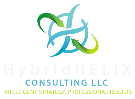 HybridHELIX consulting logo with slogan Intelligent Strategy, professional results. 